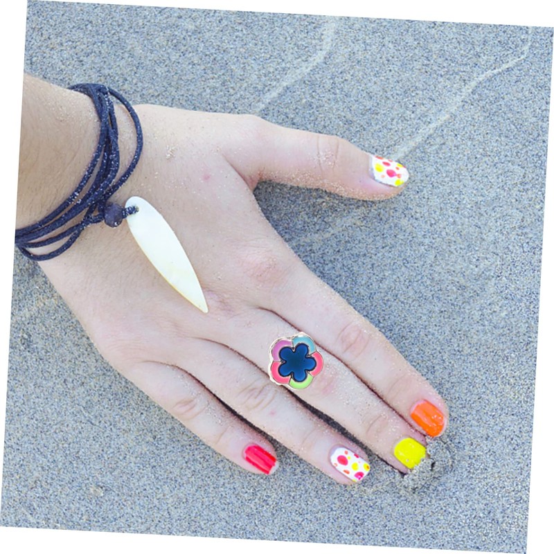 BESPORTBLE 5pcs Adjustable Flower Design for Women Color Changing Finger