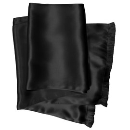 Royal Silk Extra Long Silk Aviator Scarf 8” x 72” – Double Layer Silk Satin – 100% Silk (Black)