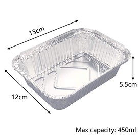 fuxunamz Grill Aluminium Trays Drip Trays Grill Tray Casserole Dish – Pack of 25 Disposable Bowls Made of Aluminium Foil, Suitable for Baking, Roasting, Cooking, Small Container 15 x 12 x 5 cm 400 ml