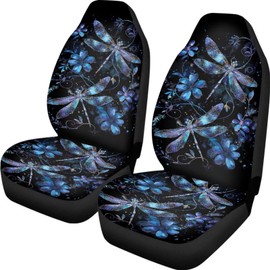 BIGCARJOB Purple Dragonfly Car Seat Cover Set for Front Only,2 Pieces Universal Auto Front Seat Protector Vehicle Bucket Seat Protector,Fit Most Vehicle,Cars,Sedan