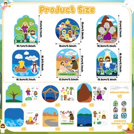 BWkoss Religious Sunday School Crafts for Kids- 36Set Bulk Christian Bible Stories DIY Sticker Hanging Ornament Craft Kit for Classroom VBS Activities Sunday School Church Carnivals Holiday Party Gift