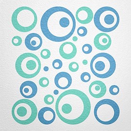 WANDfee® Wall Tattoo, Circles, Dots, 50 Stickers, Colour Choice For Children's Bedroom, Living Room, Hallway, Bathroom, Kitchen, Tile Stickers, blue