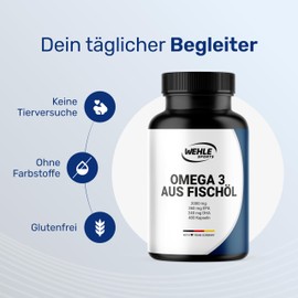 Omega 3 Capsules High Dose - 400 Capsules with 2000mg - EPA 360mg & DHA 240mg Fish Oil per Daily Serving - Omega 3 Fatty Acid Capsules, Produced in Germany Laboratory Tested - Packaging May Vary