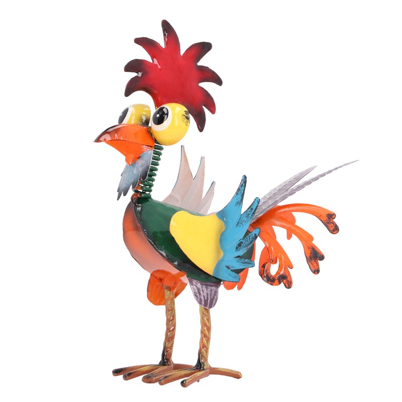 Rooster Statue Figures Ornament Metal Rooster Display Model Toy for