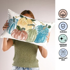 Folkulture Fall Throw Pillow Covers for Couch, 12x20 Lumbar Pillows Decorative for Living Room, Cotton Boho Pillow Case, Cute Pillows, Farmhouse for Fall Decor or Accent Pillow Covers, Fall Home Decor