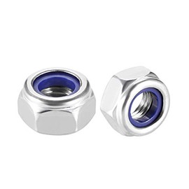 sourcing map Hex Lock Nuts - M10 x 1.5mm Stainless Steel Nylon Insert Self-Locking Nuts for Fasteners, 20Pcs Silver Tone