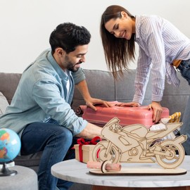 HOLDLEAF Motorcycle Money Gift Wood, Original Birthday Wood, Money Gift Motorcyclist, Original Money Gift for Birthday, Family, Friend, Colleague