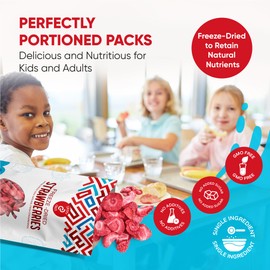 Crispy Craze Freeze Dried Strawberries (12 Snack Sized Bags, 0.5 oz Each), Sliced Strawberry Fruit Crisps, Non GMO, Healthy Snack, No Added Sugar & Additives, 100% Natural, Allergen Free, School Safe