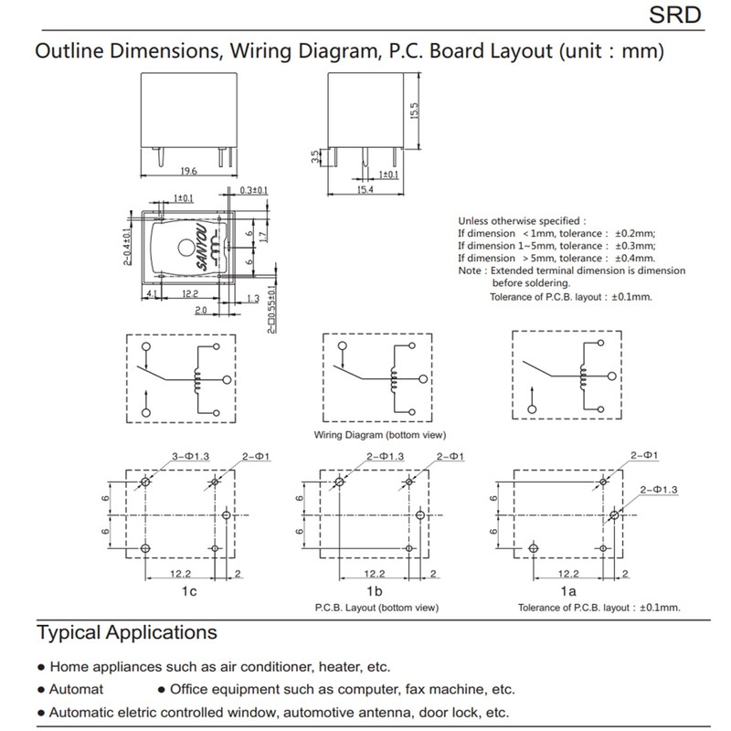 SRD-S-112DM 12VDC 15A 4Pins Water Heater Air Conditioner Relay