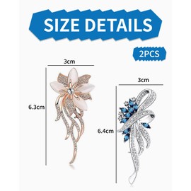 TOZBLEU 2 x women's brooch, lapel pins for women, fashion alloy flower, elegant rhinestone pin brooch for clothing, dress, decoration, jewellery, broche bouquet de mariage