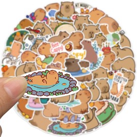 Cute Capybara Stickers - 50 Pcs, Brown Vinyl Decals, Waterproof Sticker Pack for Water Bottles, Laptops, Phones, Scrapbooks, Hydro Flasks, Book