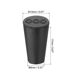 sourcing map Rubber Tapered Plug 8mm to 13mm Solid Test Tubes Bungs Stopper Black for Lab Home 15 Pieces