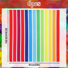 HunnmingRe 6 Pcs Classroom Curtains for Cabinet 24. 02 x 24. 61 Inches Colorful Rainbow Curtains Self Adhesive for Kindergarten Daycare Primary School Classroom Playroom