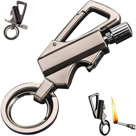 3-in-1 Keychain, Multi-functional Keychain, Bottle Opener, Permanent Unlimited Burner, Reusable Waterproof Igniter, Suitable for outdoor survival, parties, travel, dinner, etc., a multi-functional product for men. gift idea (Does not contain kerosene):_ÔºàoilÔºâsliver