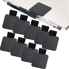 Mini Skater 9 pcs Pen Holder for Notebook Leather Self-Adhesive Pencil with Elastic Band Loop Journals Calendars Clipboards Travelers Notebooks Pens Holders Creative Accessories (9 pcs - Black)