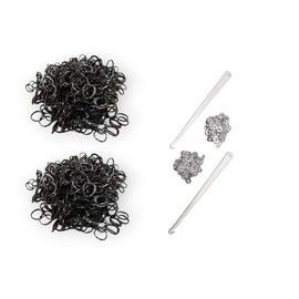 Marcus Gerardo Loom Bands Set for Children, 1200 Rubber Bands with S-Hooks and 2 Crochet Hooks, Creative Bracelets Make Yourself (Black)