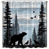 BCNEW Rustic Cabin Bear Forest Shower Curtain Polyester 70×70 Inch