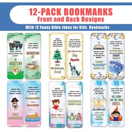 NewEights Funny Bible Jokes for Kids Bookmarks (2-Sets X 6 Cards) – Daily Motivational Card Set – Prayer Groups enticements – Cool Gifts for Church Members
