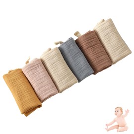 Syylqyr 6 Pcs Muslin Cloths for Baby, 4-Layer Muslin Face Cloths, Ultra-Soft Absorbent Baby Washcloths for Newborns Infants, Gentle Skin Care for Feeding Bath Burp and Face