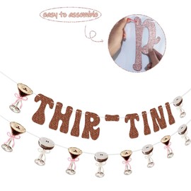 Thir-Tini Banner Garland for Espresso Martini 30th Birthday Party Decorations