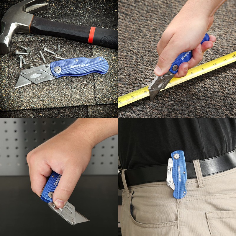 Sheffield 12514 Folding Utility Knife 3 Pack, Quick Change Utility
