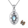 DAYLINLOVE Moonstone Locket Necklace 925 Sterling Silver Photo Locket Pendant