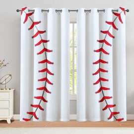 KLRIGR Curtains 54 x 84 inch Blackout Curtains (2 Panel) Grommet Top Darkening for Bedroom and Living Room Sports Baseball