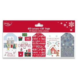 Eurowrap Pack of 40 Luxurious Gift Tags for Christmas - Modern Designs - 5 Assorted - Gift Tags for Presents - Gift Wrap for Christmas - Christmas Wrap