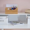 Relaxdays Bamboo Desk Organizer, Pencil Holder, 4 Compartments, Handle, Wood