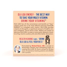 Ola Loa Energy Orange Multi Vitamin Drink Mix - Amino Energy Powder, Gluten Free, Detox, Dairy Free, Caffeine Free - Drink Your Vitamins for the Rigors of Daily Life - 30 Packets (8.25oz)