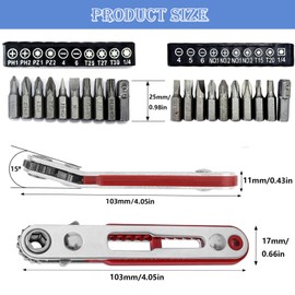 2 x Mini Magnetic Ratchet Wrench, 1/4 Inch Micro Screwdriver Handle, Ratchet Reversible Screwdriver Key Set for 20 Screwdriver Bits for Gadgets Cars Houses Machines Other Devices