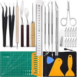 NEOACT - Juego de 28 herramientas de precisión para manualidades, kit de herramientas para deshebrar vinilo, bricolaje, trabajo de arte, pasatiempos, álbumes de recortes