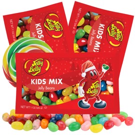 Christmas 2024 Individual Packets of Jelly Beans, Flavored Candies, Stocking Stuffers (Kids Mix), Pack of 3