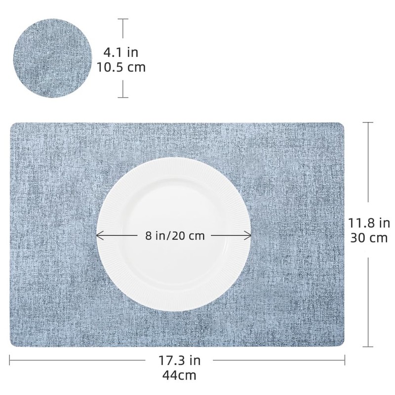Leather Placemats and Coaster Sets 6, Large Table Mats, Waterproof