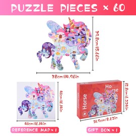 FORMIZON Puzzle Children, 48 Pieces Animal Puzzle Pieces, Puzzle Toy, Educational Toy, Children's Puzzle Gift for Boys Girls from 7 Years (Unicorn)