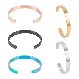 ANATTASOUL Men's Cuff Bracelet Adjustable Gold Cuff Bracelets Stainless Steel Cuff Bracelets Gifts for Friends Daughter Mum Silver Silver Gold Cuff Bangle Cross Bracelet, Metal