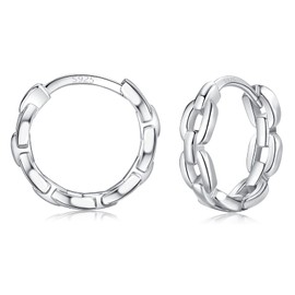 Hoop Earrings Silver 925 Women's Earrings, Small Gold Huggie Hoop Earrings, Hypoallergenic Cartilage Sleeping Earrings Piercings Jewellery for Women Girls Men 8 mm 10 mm 12 mm, White Gold
