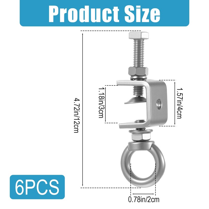 Afcabakila 6 Pcs 25mm C Clamps, 304 Stainless Steel with
