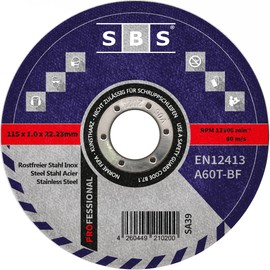 SBS Cutting Discs, 115 x 1.0 mm, Pack of 10, INOX, Flex Disc, Professional Quality Cutting Disc for Steel, Stainless Steel, Inox etc.