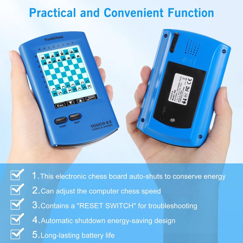 Handheld Electronic Chess Board,8-in-1 Chess Computer ,HD Touch Screen Chess