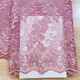 Bestway African Lace Fabric 5 Yards Dust Pink Rhinestones Embroidery French Tulle Nigerian Wedding Party Dress Sewing Material