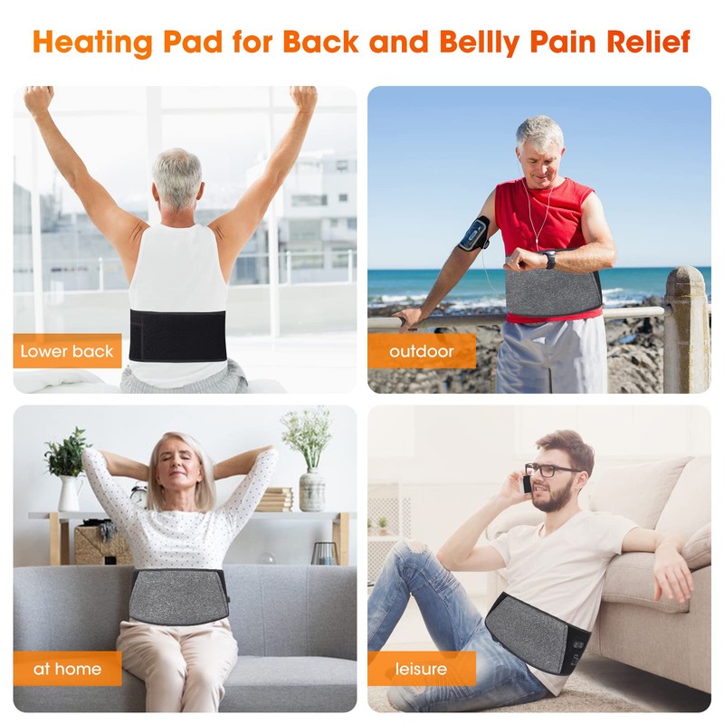 Heated Waist Belt, Cordless Heating Pad for Lower Back and