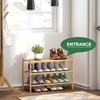 kiplant 3-Tier Shoe Rack for Closet, Bamboo Wood Shoe Rack