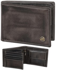 Fa.Volmer Men's Leather Wallet with RFID Protection - Extra Sturdy Double Stitching, 8+3 Card - Basalt Grey, Classic