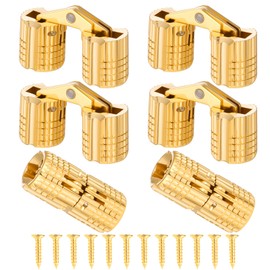 6 PCS 8 mm Hidden Brass Hinges with 24 Screws, Hidden Invisible Cabinet Furniture Hinges Concealed 180 Degree Opening Angle for DIY Jewelry Box Hand Craft, 0.31 Inch