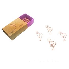 DESIGNMANUFAKTUR BERLIN GOLDCLIPS Cute Decorative Clips Paper Clips Bookmark Paper Clip Rose Gold-Plated in Beautiful Packaging, Flamingo Motif