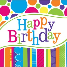 Club Pack of 216 Bright and Bold "Happy Birthday" Premium 2-Ply Disposable Lunch Napkins 6.5"