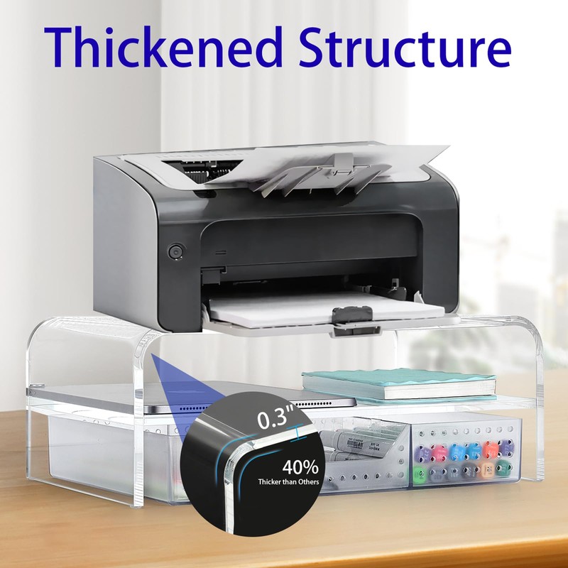 OPNICE Acrylic Clear Desk Organizers and Accessories, 2-Tier Computer Monitor