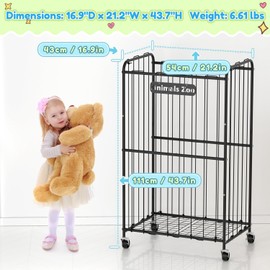 YKDIRECT 210L Stuffed Animal Storage Organizer Plush Toy Storage Organizer Stuffed Animal Toy Holder, Toy Bins with Wheels, Metal Frame and Elastic Cord Design, Suitable for Storage of Big Toys