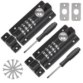 Weielt Digit Combination Locking Bolt, 4 Digit Sliding Lockable 120mm Stainless Steel Silded Garden Gate Latch for Wooden Gates, Gate Door Bolt Lock with Anti-Tamper Screws (Black 2Pack)
